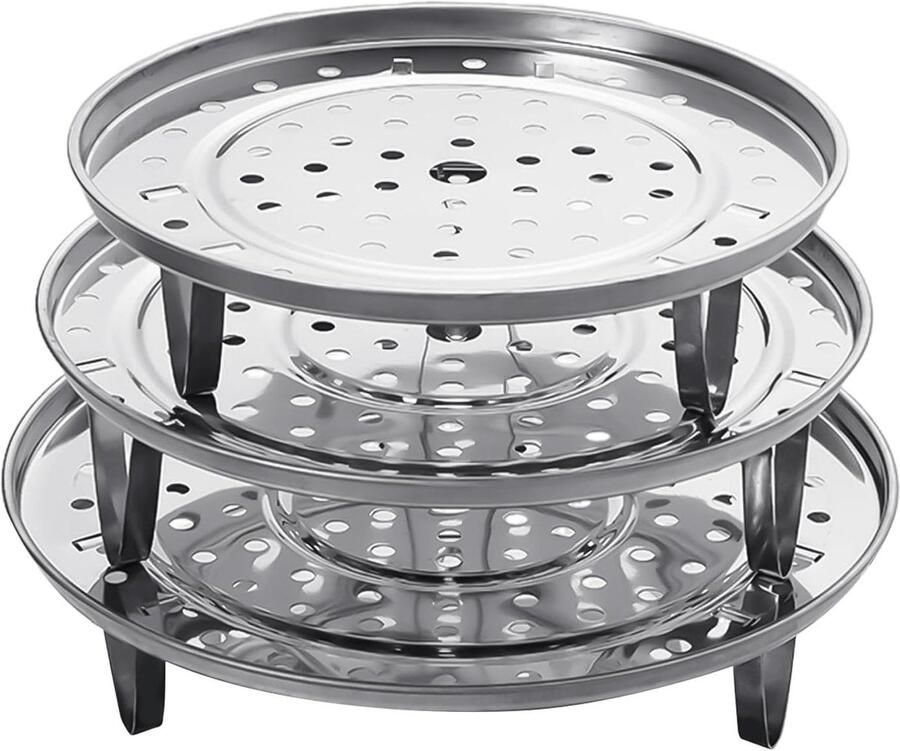 Stoomrek Set Keuken Accessoires Gezond Koken Roestvrij Staal 3 Stuks Zilver