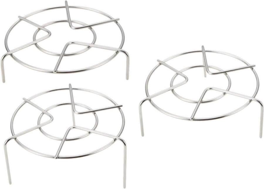 Stoomrek Set Keukenrek Houders Gezond Koken Multifunctioneel Ontwerp 3 Stuks 15cm Zilver