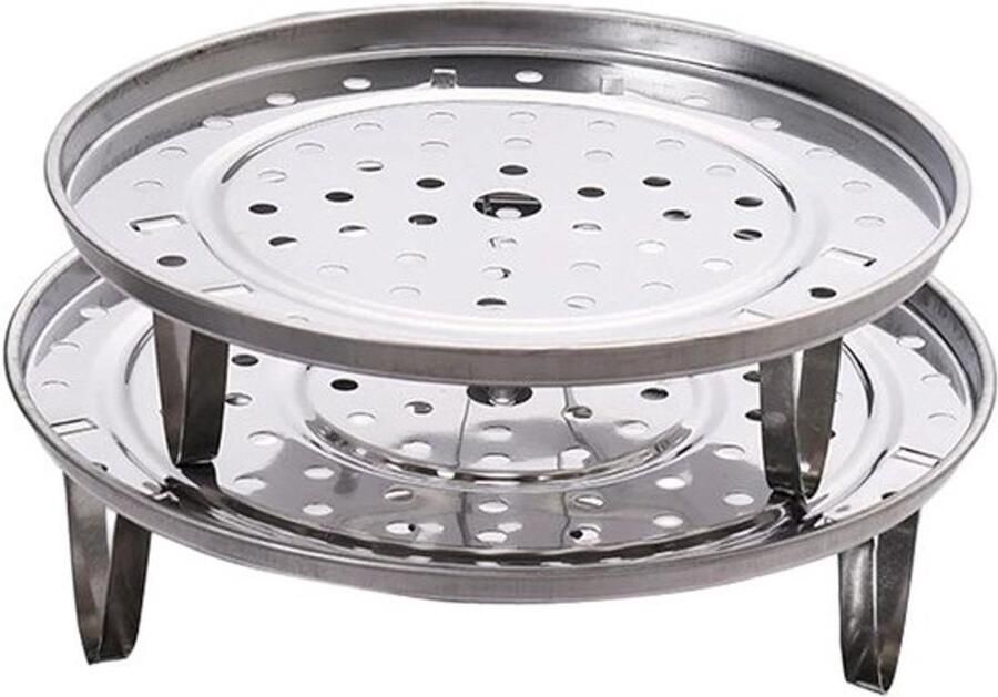Stoomrek Set Kookrek Gezond Koken Afneembare Poten 2 Stuks 25cm Zilverkleurig