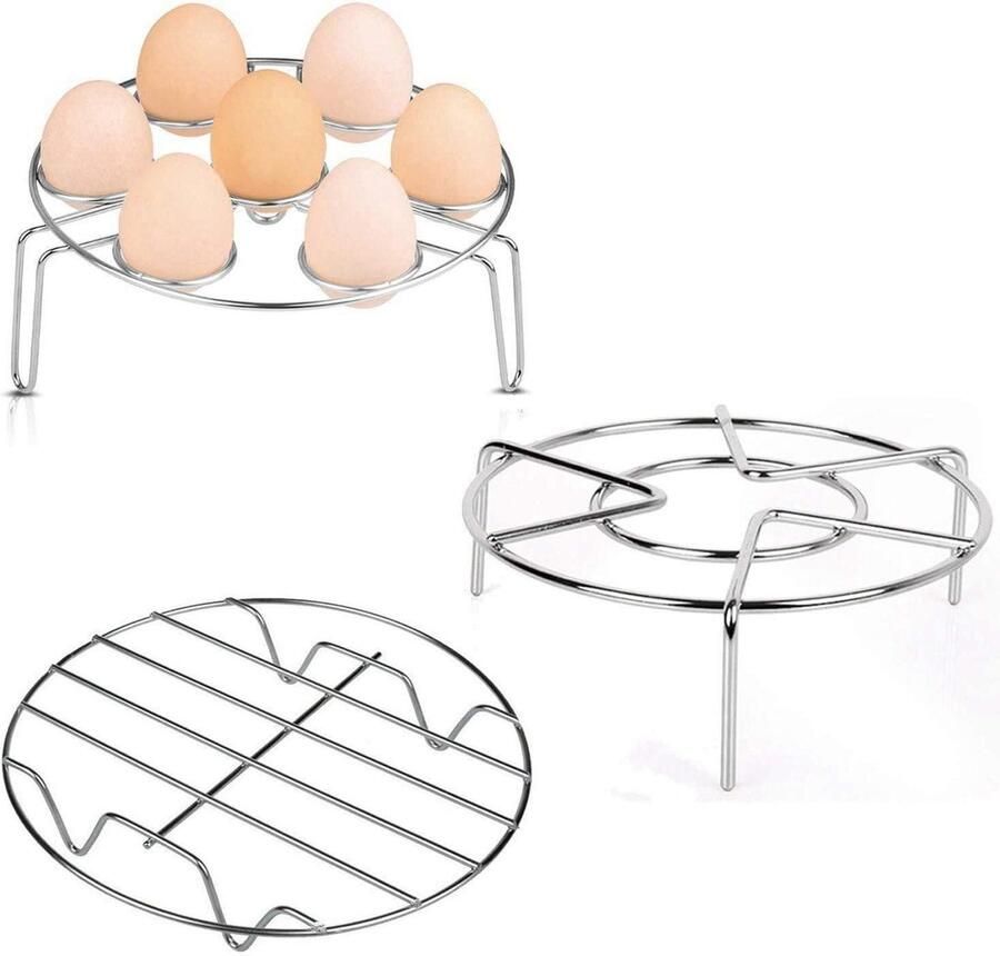 Stoomrek Set Kookrek Gezond Koken Roestvrij Staal 7 Inch Diameter Zilverkleurig