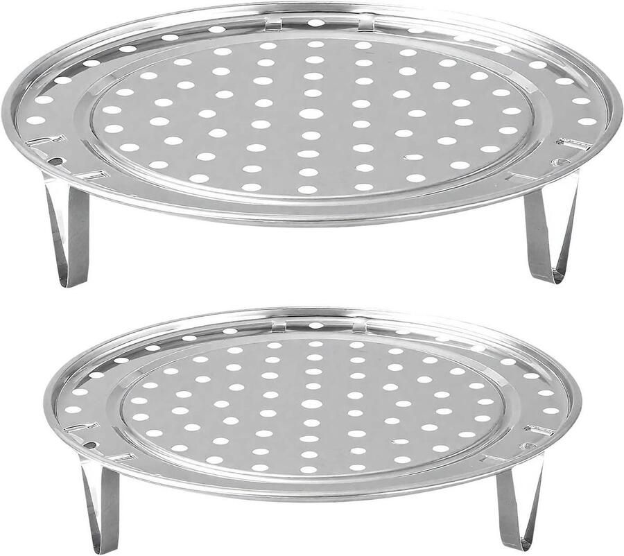 Stoomrek Set Stoomhouder Standaard Gezond Koken Roestvrij Staal 20 en 22 cm Zilver