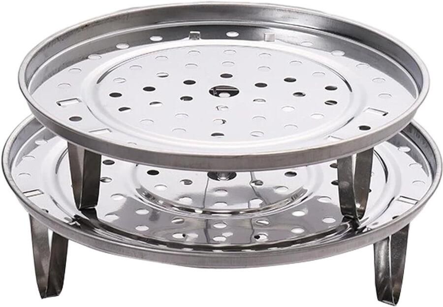 Stoomrek Steamer mand Gezond Koken Verwijderbare poten 2 stuks 25.5cm Zilverkleurig