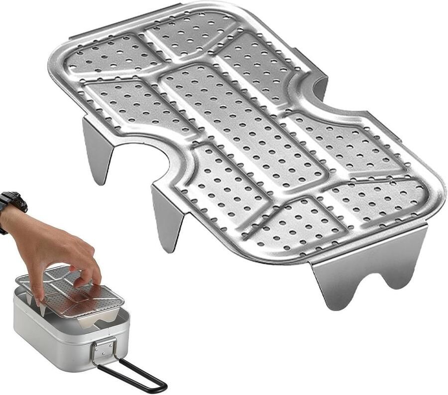 Stoomrek Kookgerei Voedselstoomboot Buiten Koken Roestvrij Staal 18.5 cm Zilverkleurig