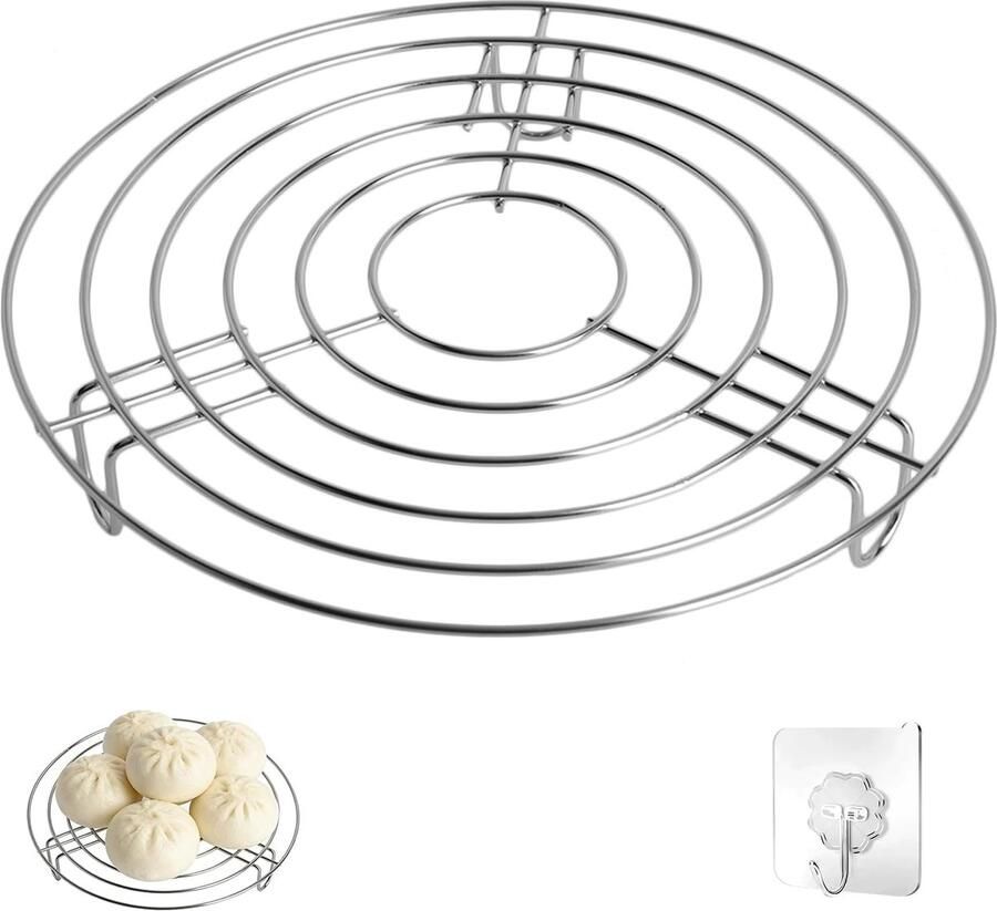 Stoomrooster RVS Inlegrooster Kookpan Gezond Koken Robuust Ontwerp 20 cm Diameter Zilverkleurig