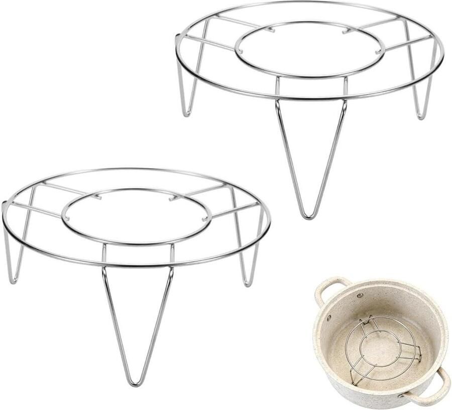Stoomroosters RVS Keukenaccessoires Set Gezond Koken Antislip Voetjes 16 cm Diameter Zilverkleurig