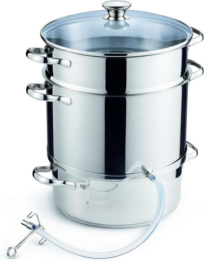 Stoomsapcentrifuge Fruitpers Sap Maken Roestvrij Staal 10 Liter Zilverkleurig