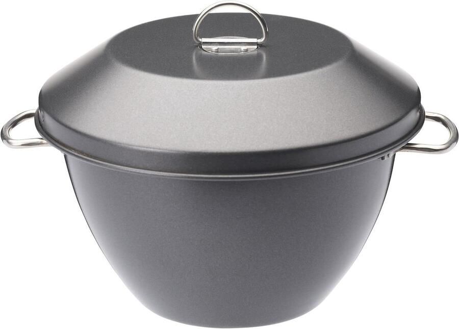 Stoomschaal Pudding Stoompan Deksel Traditioneel Koken Heavy Duty Koolstofstaal 2 Liter Grijs