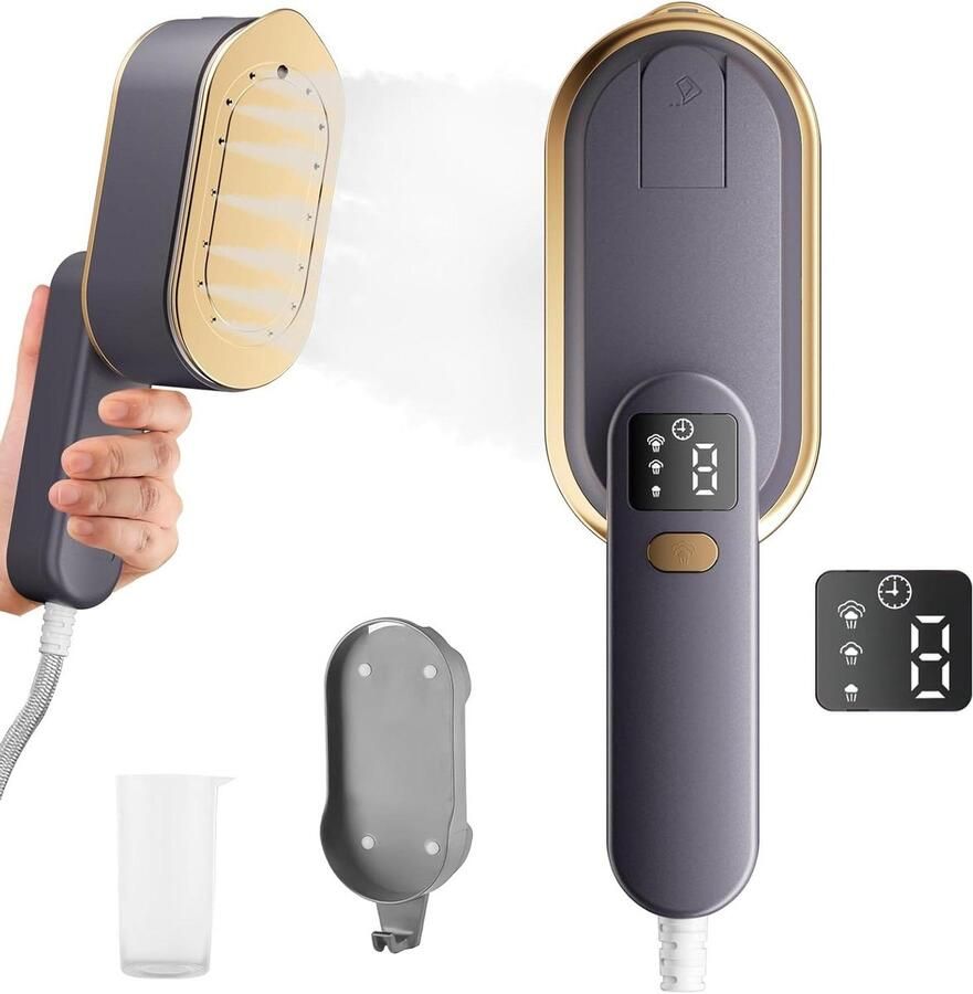 Stoomstrijkijzer Reisstomer Kledingstomer Handheld Kreukels Verwijderen 10s Snel Opwarmen 150ml Tank Grijs