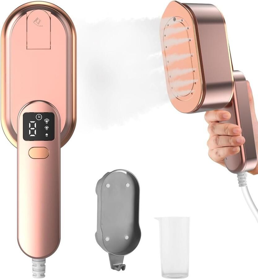 Stoomstrijkijzer Roségoud 10 seconden snel opwarmen Draagbaar met 180° draaibare handgreep Voor Thuis en Op Reis