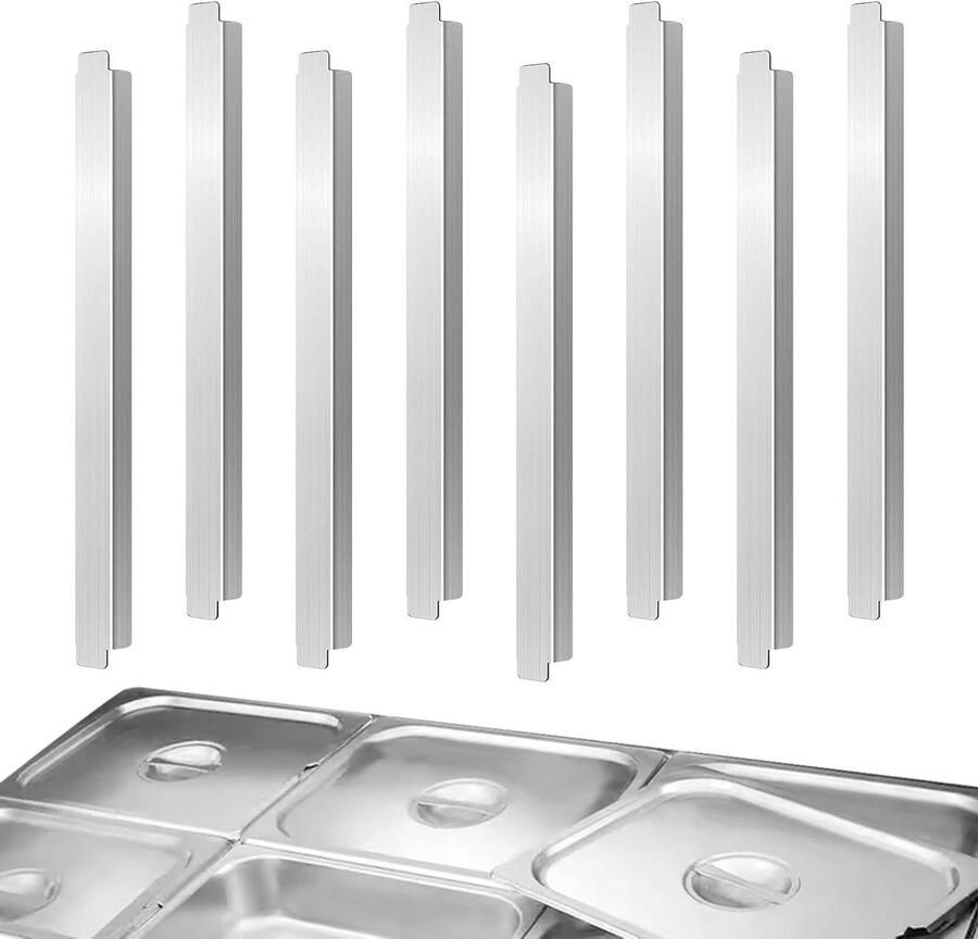 Stoomtafel Verdelers Warmhoudbak Inzetstukken Buffet Ordening Hittebestendig Roestvrij Staal 8 Stuks 30 cm Zilver