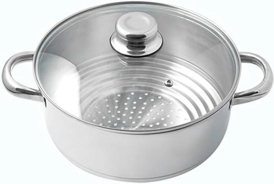 Stoomzeef Stoommand Gezond Koken Verstelbare Diameter 16-24 cm Zilverkleurig