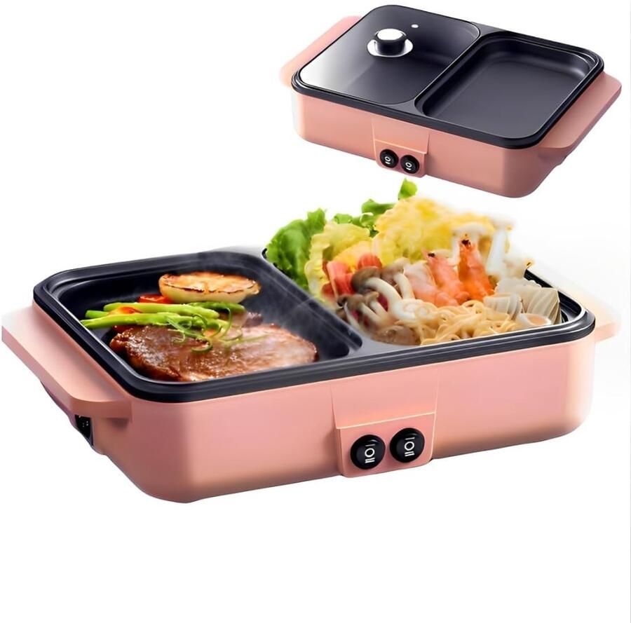 Store_7 Elektrische Binnengrill Rookloos Snel Opwarmend Roze Mini Tafelgrill Voor Slaapzaal EU-stekker 220V