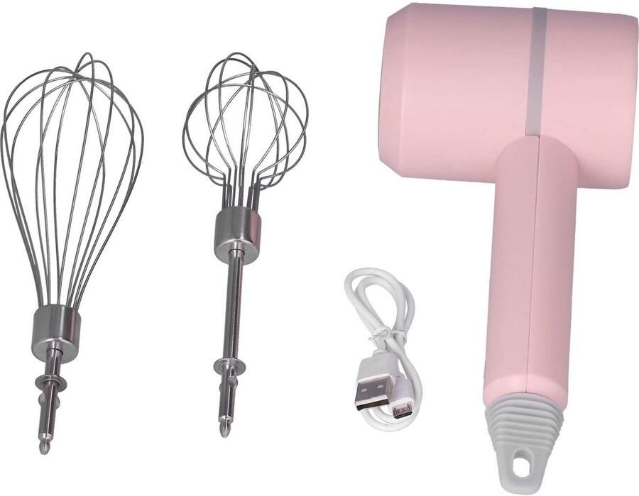 Dailygoody Elektrische handmixer Staafmixer met garde Oplaadbaar en gebruiksvriendelijk Roze Vaatwasserbestendig Perfect voor dagelijks ge