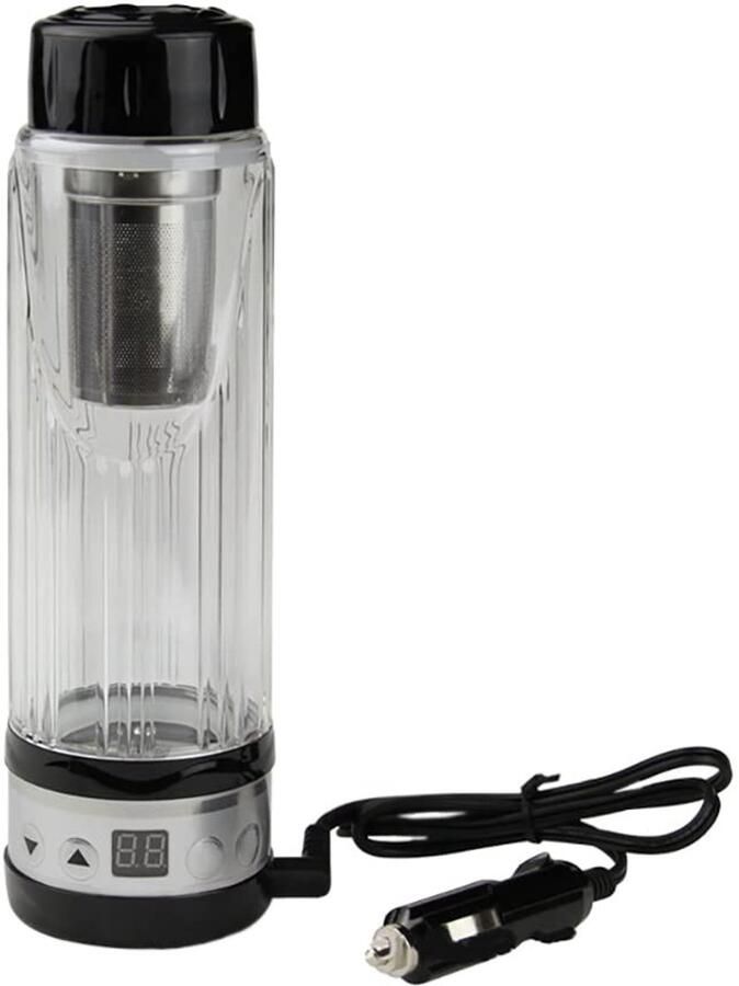 Store_8 Elektrische waterkoker voor auto Reistheekop Compact en handig 420 ml Warmwaterbeker Ideaal voor onderweg Kunststof en glas