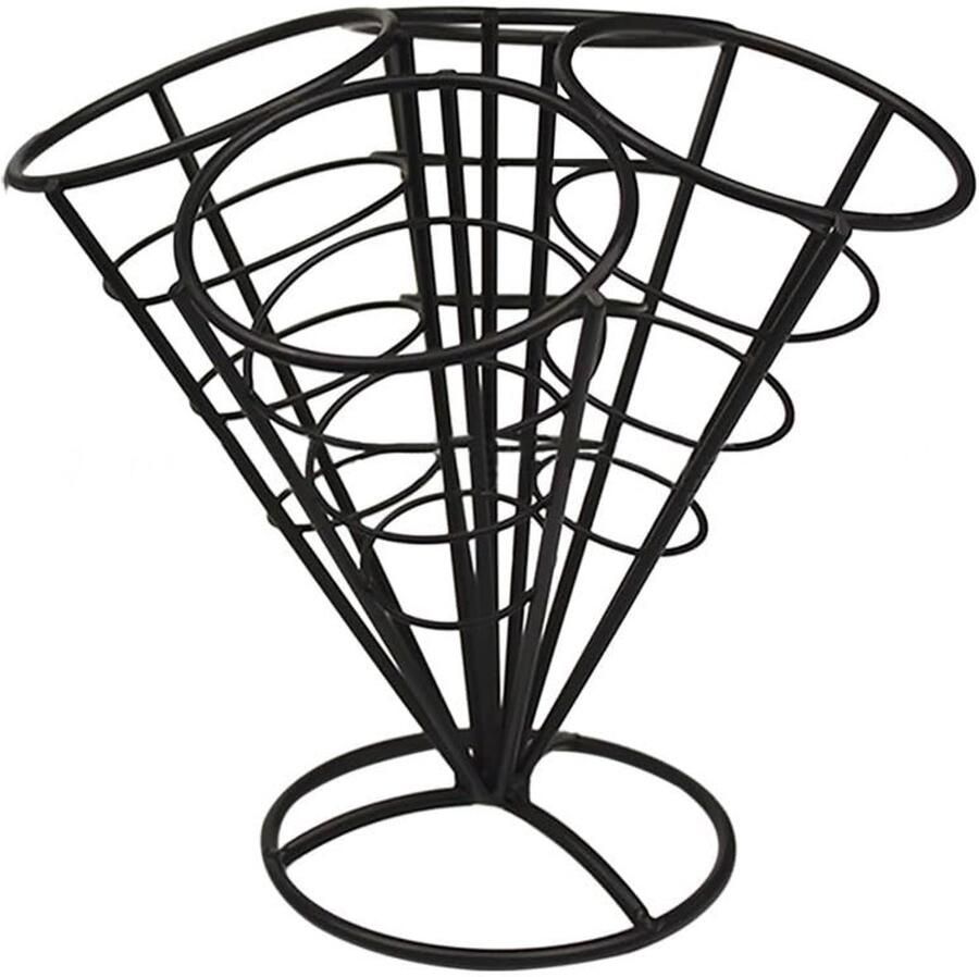 Allecto Franse Frituurstanden Voedselkegel Display Praktisch Ontwerp Zwart Ideaal voor Feestjes Perfect voor Catering en Bruiloften
