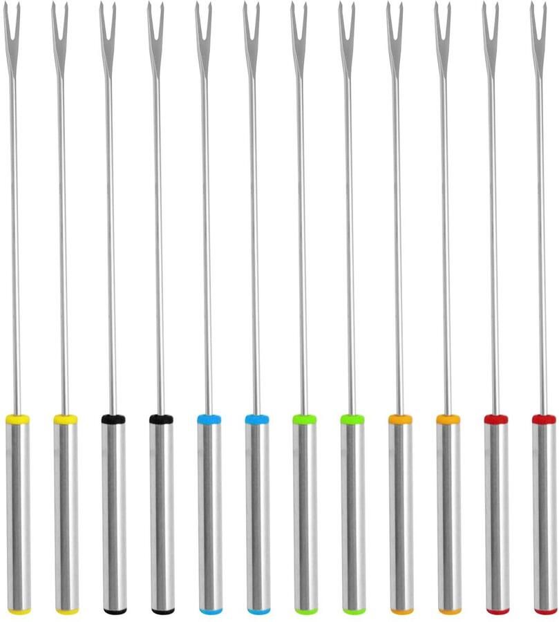 Allecto Set van 12 Hot Pot Forks Fondue Set Gezond en Veilig Geschikt voor Chocolade en Snacks Makkelijk te Reinigen 24 cm
