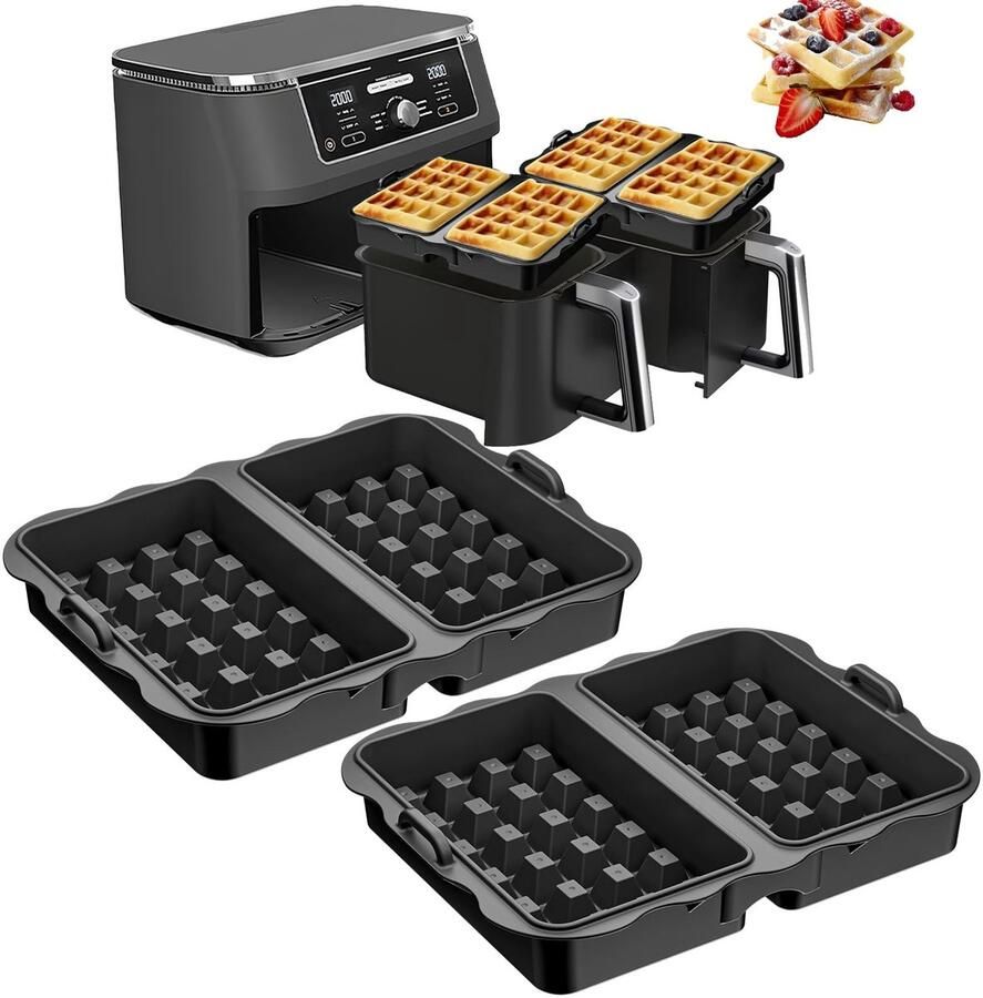 Allecto Waffle Inserts Siliconen Wafelplaten Voor Ninja Air Fryers Set van 2 Ideaal voor Belgische Wafels Geschikt voor meerdere snacks