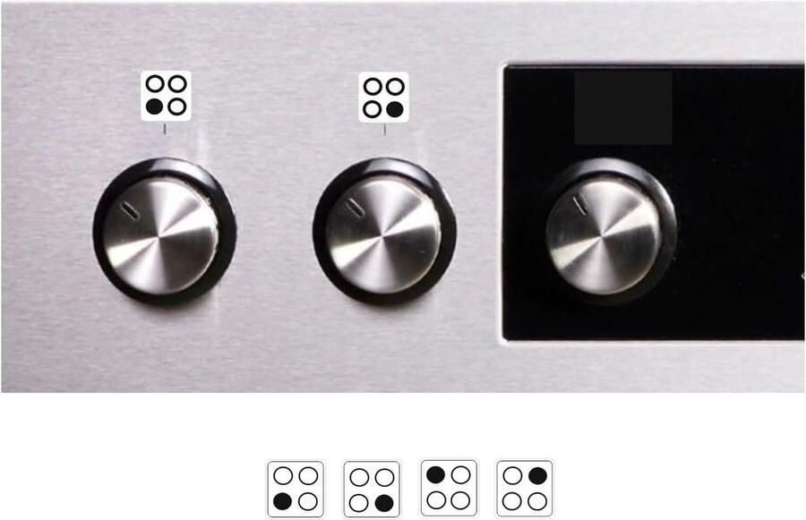 Stove Stickers Kookplaat Symbolen Functies Markeren Waterproof Vinyl 15 mm Zwart Wit