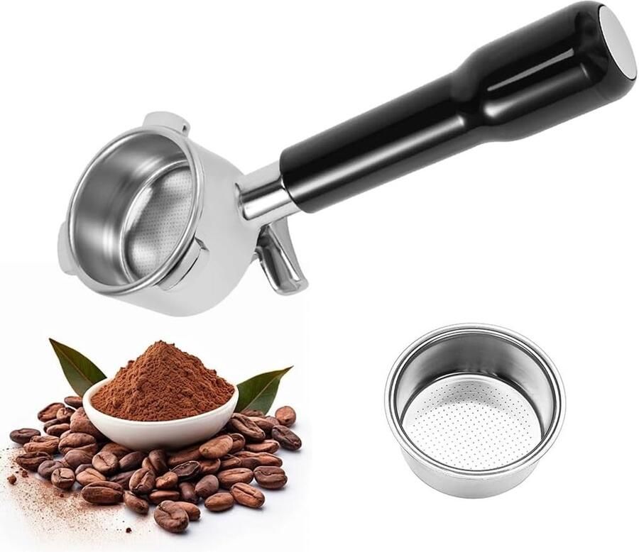 Strainer Holder 54 mm voor Breville Espresso Machines 3-Oor Koffiefilterhouder met ABS Handvat en RVS Filterhouder Elegante Zwart Kleur voor Perfecte Espresso