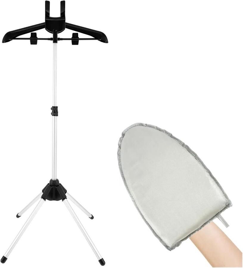 Strijkhouder Stoomkoker Kledingrek Stoom Kleding Verzorgen In Hoogte Verstelbaar 84-160 cm Zwart