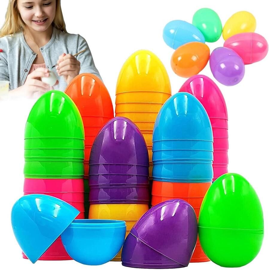 Stuffed Easter Eggs Toy for Easter Eggs Fillable 50 Pieces Easter Egg Shell Toy in Various Colours for Easter Party and Easter Egg Hunting