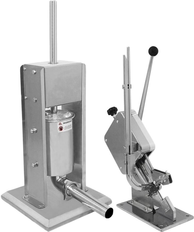 Stuffer en Clipper Set Manuele Verticale Keukenmachine 7 Liter Capaciteit Duurzaam Roestvrij Staal 5 Maat Vulmondstukken 2000 Aluminium U-vormige Clips Sluitmachine voor Worst