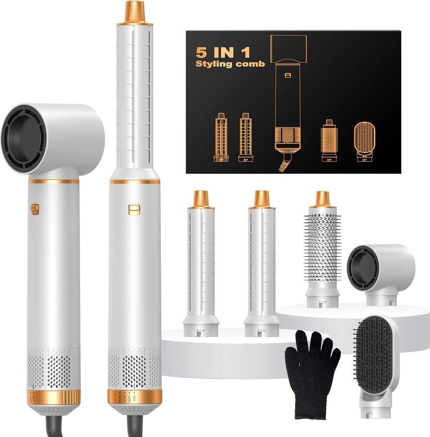 Styler Pro Airbrush 5-in-1 haardroger 5-in-1 (witgoud)