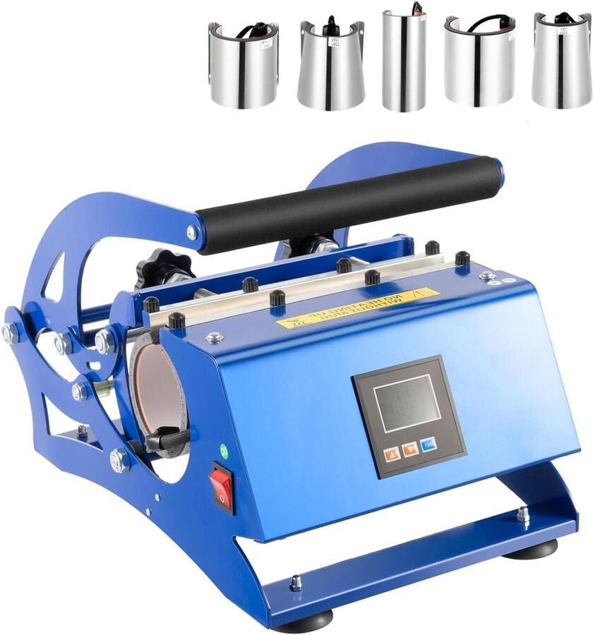 Sublimatie Mokkenpers Hittepers Machine Cup Mokken Personaliseren 6-in-1 Ontwerp 500 W Blauw Zwart