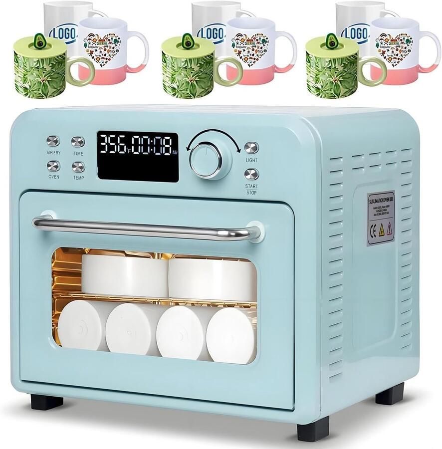 Sublimatieoven Drinkbekers Mokken Oven Grote Hoeveelheden Printen 360 Graden Luchtcirculatie 16 Liter Inhoud Blauw