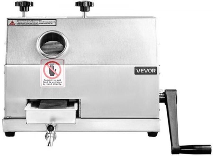 Suikerrietpers Handmatig 110 kg per Uur Capaciteit SUS201 Roestvrij Staal Grote Inlaat 62 mm Compacte Sapcentrifuge