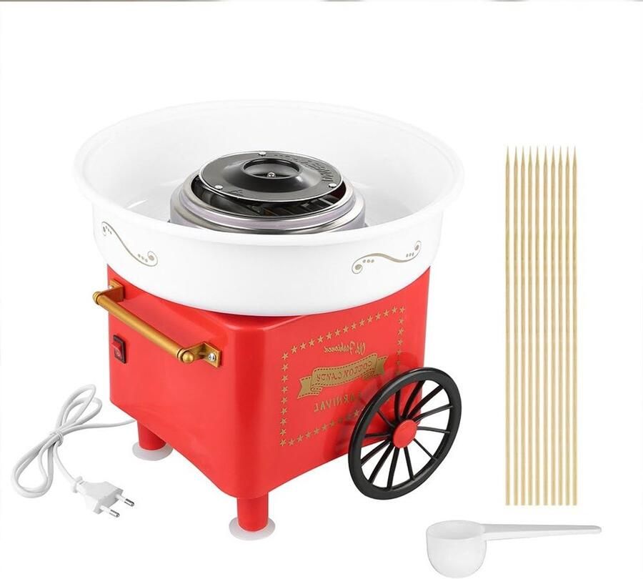 Suikerspin Machine Suikerspin Maker Feestjes Thuis Inclusief Accessoires 1.8 kg Gewicht Rood