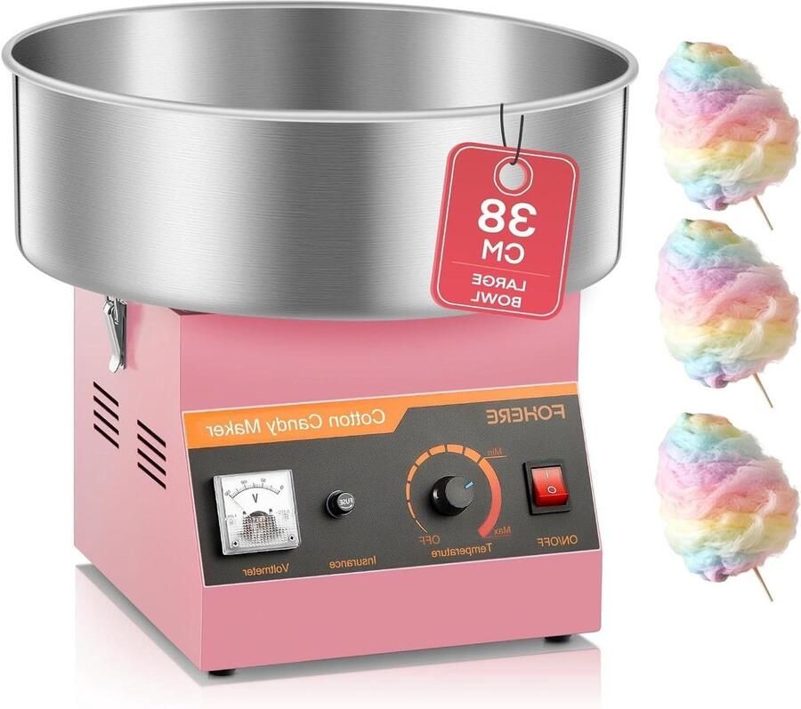 Suikerspinmachine Elektrisch Suikerspin Maker Feesten Organiseren Roestvrijstalen Kom 38 cm Kom Zilver