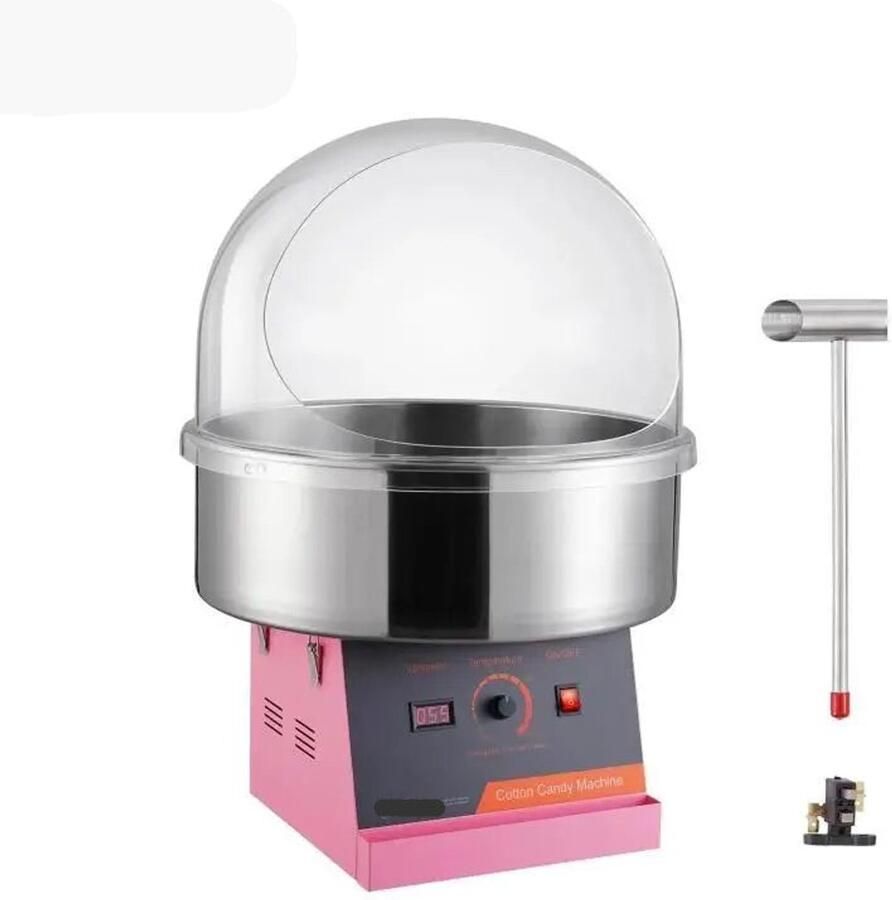 Corenia Suikerspinmachine Elektrisch Suikerspinmachines Mini Suikerspin Suikerspinmaker 1000W RVS Kom Instelbare Temperatuur Suikerschep Inclusief – Voor Feest Kermis & Evenementen Roze met Hoes