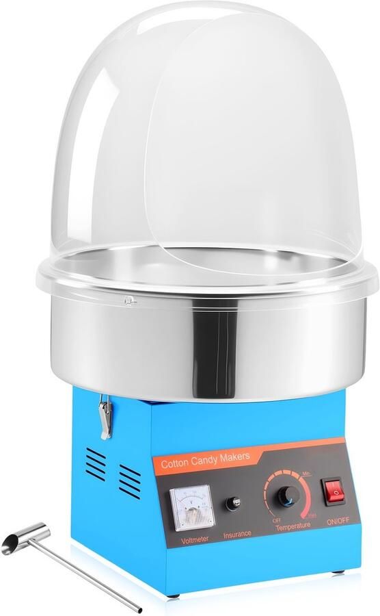 Suikerspinmachine Elektrische Suikerspinmaker 1000W Met Deksel RVS Kom Inclusief Suikerlepel Voor Feesten & Evenementen Blauw