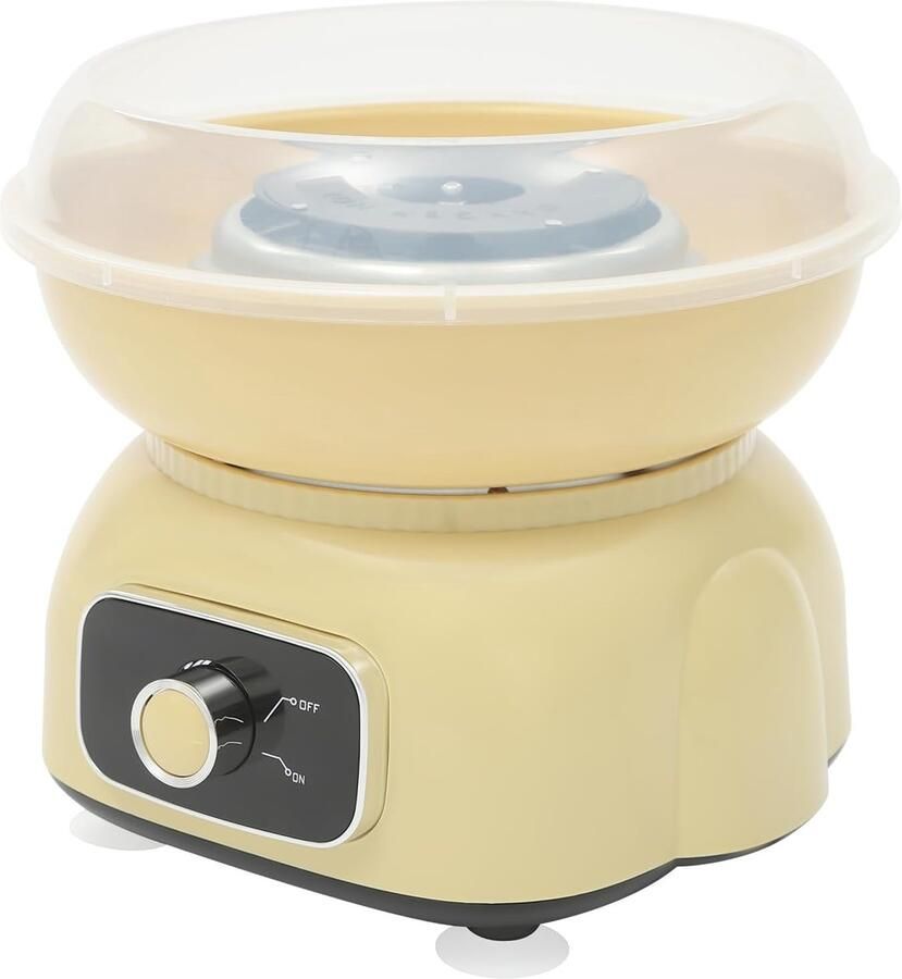 Suikerspinmachine met 10 stokjes en maatlepels 500 W katoenen snoepmachine voor thuis feest (geel)