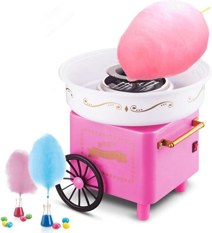 Suikerspinmachine Snoepmachine Feestjes en Cadeaus Retro Trolley Design 1.8 kg Roze