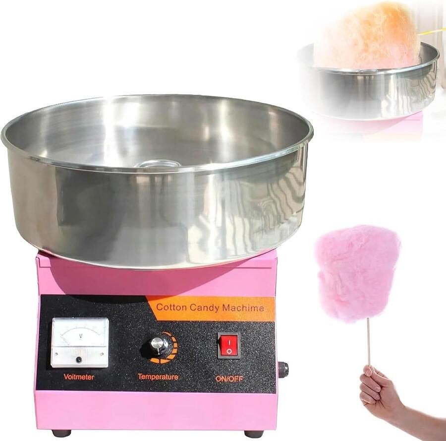 Suikerspinmachine Suikerspin maker Feestelijke traktaties maken Instelbare temperatuur 38 cm kom Zilver