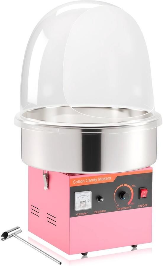 Suikerspinmachine Suikerspinmaker Elektrisch 1000W Met Deksel RVS Kom Suikerlepel Inclusief Professioneel Roze