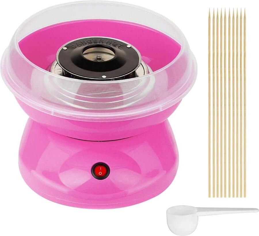 Suikerspinmachine voor thuis kinderen automaat suikerspin suikerspinmachine 500 W incl. suikerlepel en 10 stokjes (roze)