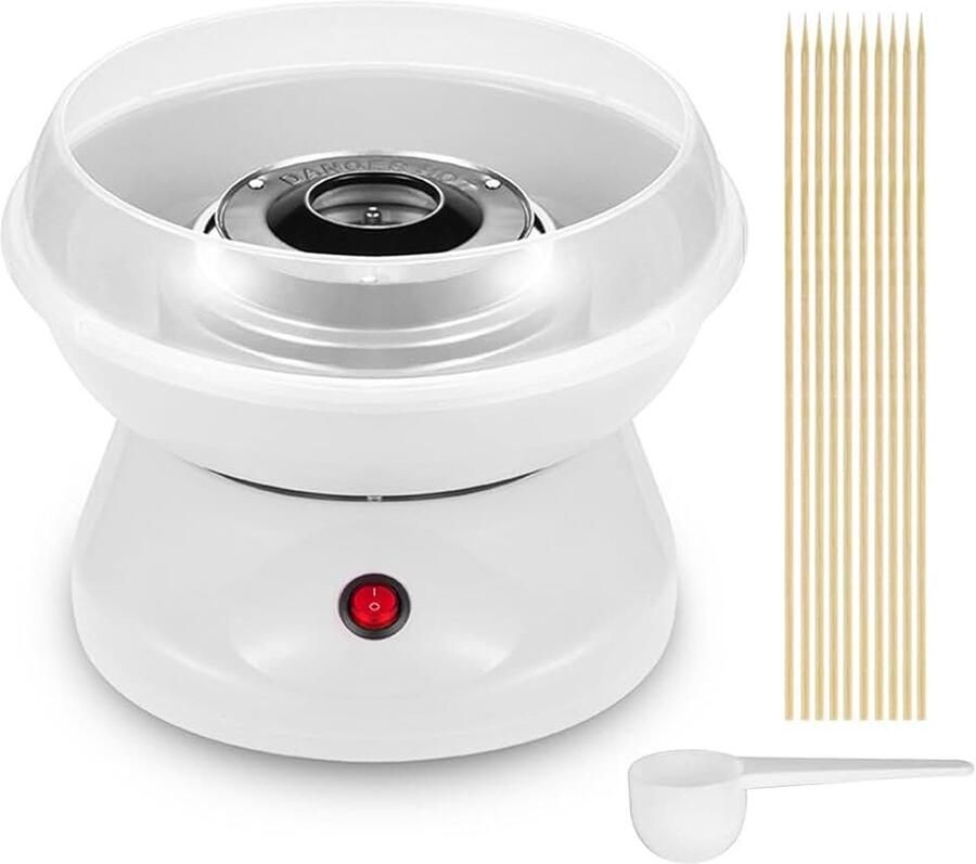 Suikerspinmachine voor thuis met suikerspin-stokjes en meetlepel suikerspin suiker set voor thuis kinderfeestje feest suikerspinmachine kunststof