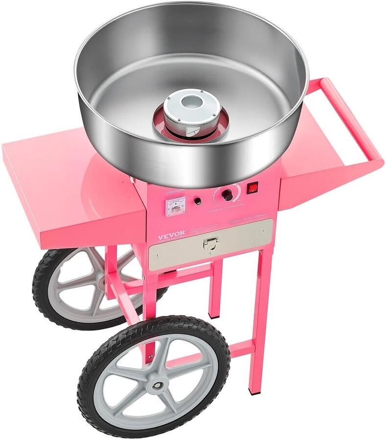 Suikerspinmachines Suikerspinmachine Incl. Kar Grote RVS Kom Temperatuur- en Spanningsregeling 50 x 50 x 92 cm Roze