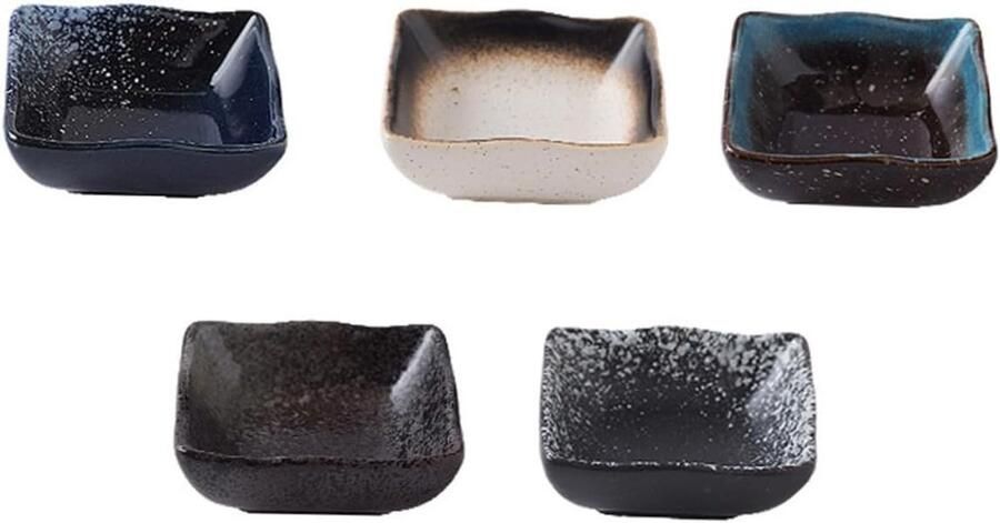 Sushi Kom Set Dip Kommetjes Feestelijke Hapjes Uniek Golf Design 5 Delig