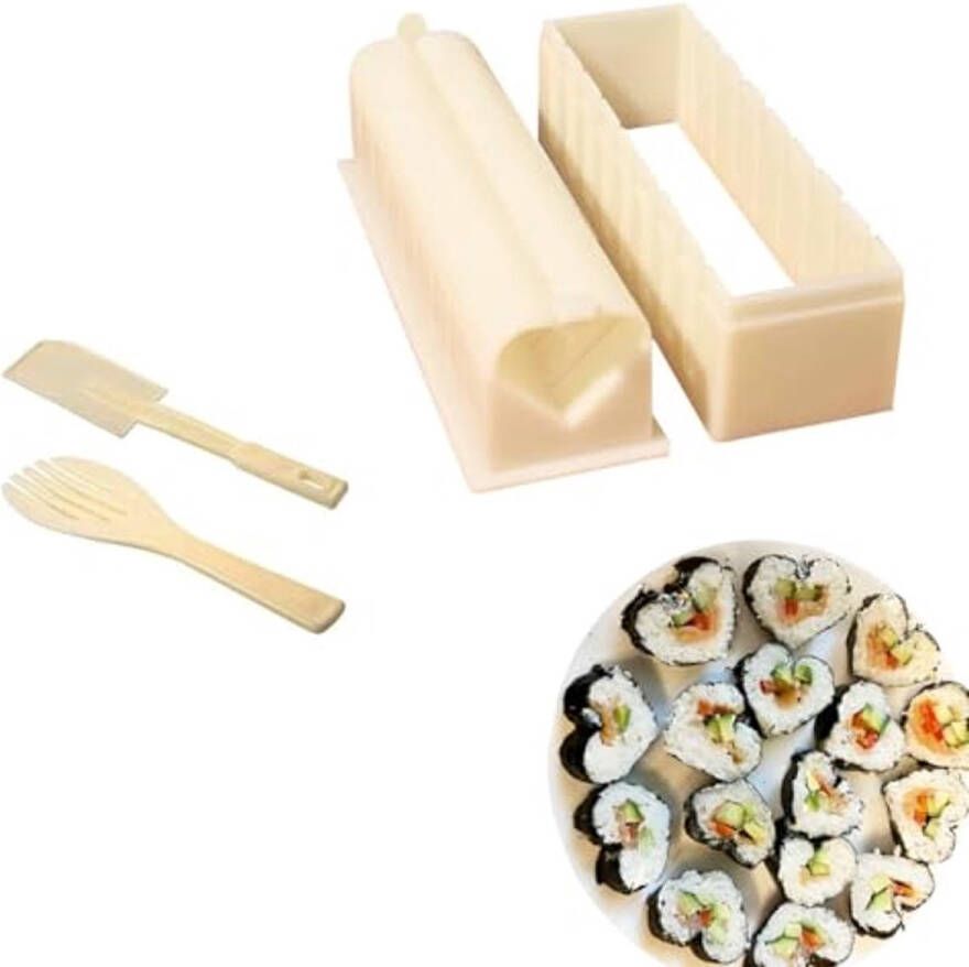 Sushi Maakset Compleet 5-delig Set voor Thuis Hartvormige Vormen en Sushi Mes