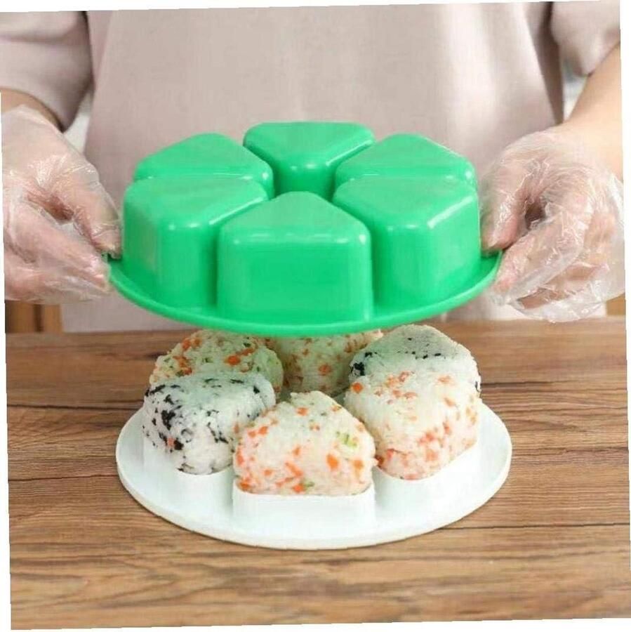 Sushi Rijstbal Maker Onigiri Pers Mold Thuis Sushi Maken 6 Gaten Tegelijk 20x6 cm Groen