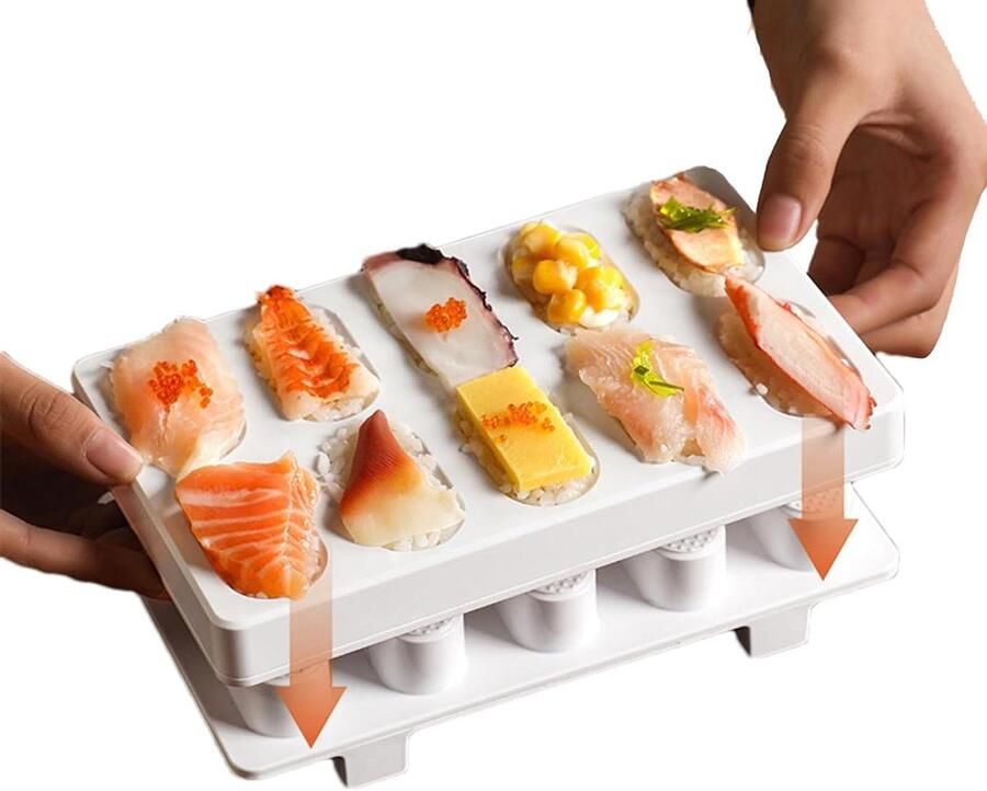 Sushi Rijstvorm Sushi Maker Mold Sushi Maken 10-Grid Ontwerp 19.9 x 12.1 x 4.2 cm Wit