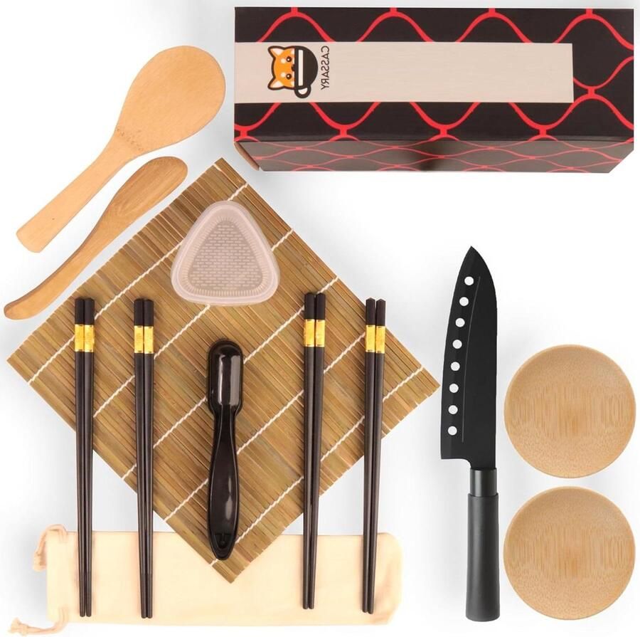 Sushi Set Keuken Gadget Zelf Sushi Maken Compleet Bamboe 17 Delig Natuurlijk