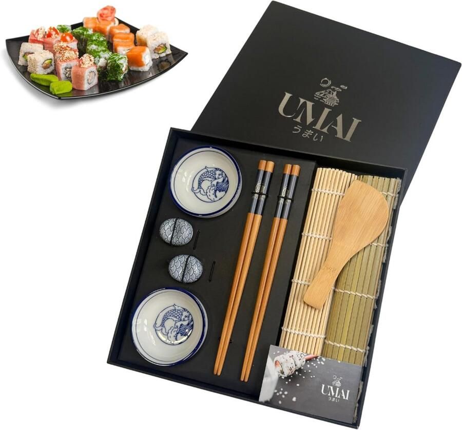 Sushi set Maak sushi thuis Japanse avond Compleet met recepten 8 Delen Natuurlijk