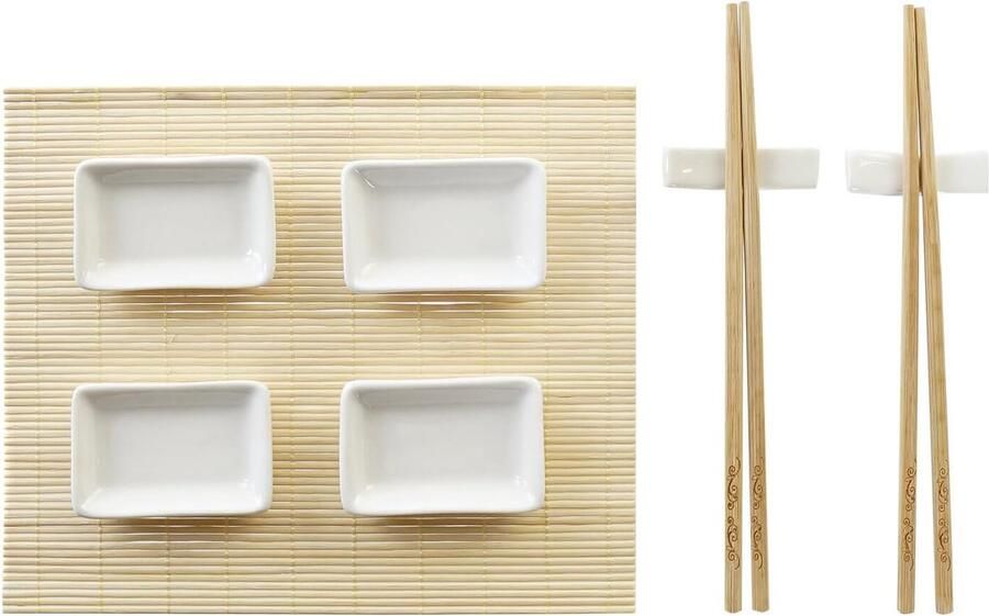 Sushi Set Serveerset Eten Presenteren Natuurlijke Materialen 28 cm Veelkleurig