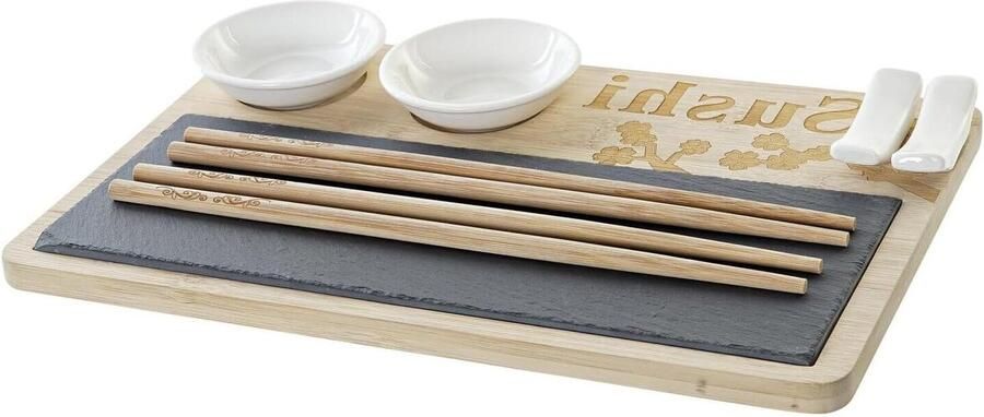 Sushi Set Sushibord Set Sushi Serveren Natuurlijke Bamboe 28.5 cm Veelkleurig