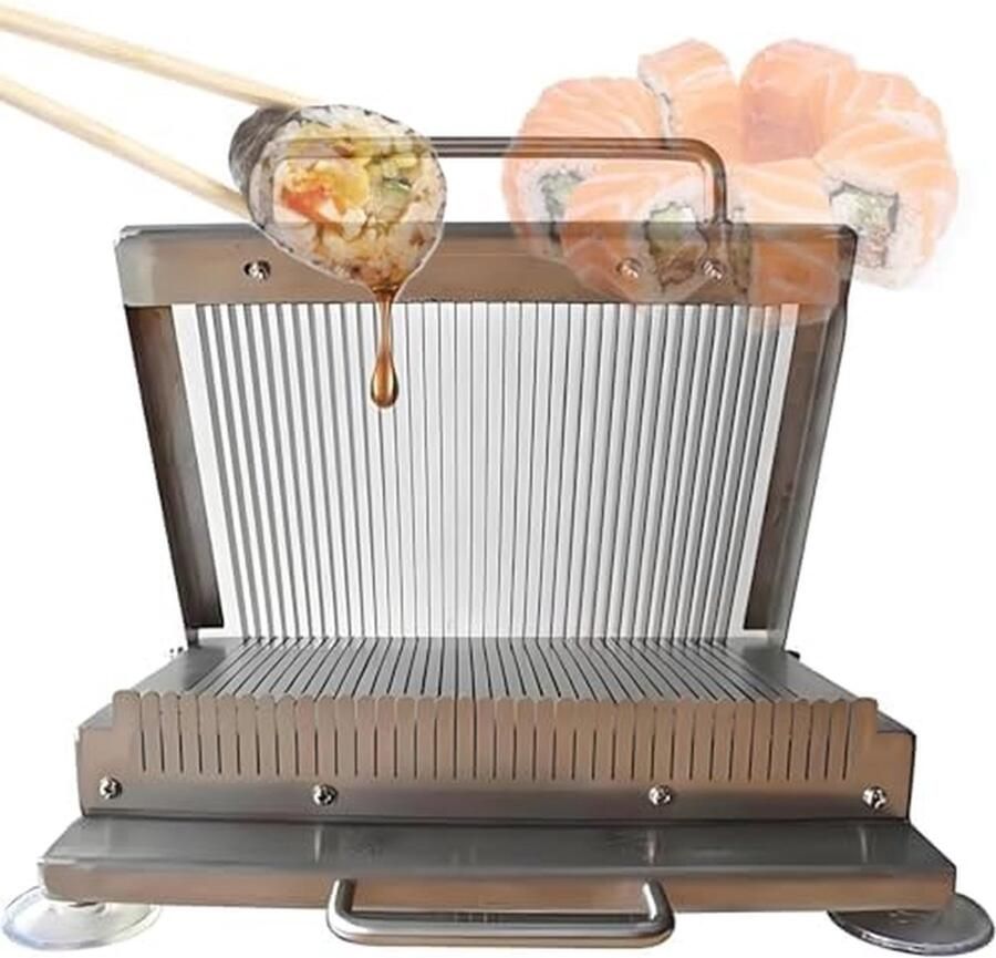 Sushi Snijders Rijstbal Maker Sushi Bereiden Instelbare Mesafstand 25x20cm Snijvlak Zilverkleurig